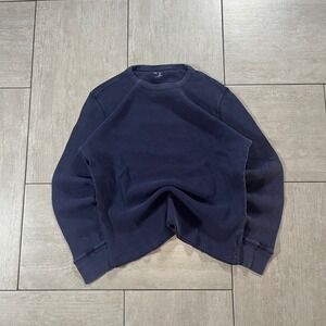 Gap Navy Blue Waffle Knit Thermal Long Sleeve Crewneck Shirt LS0165